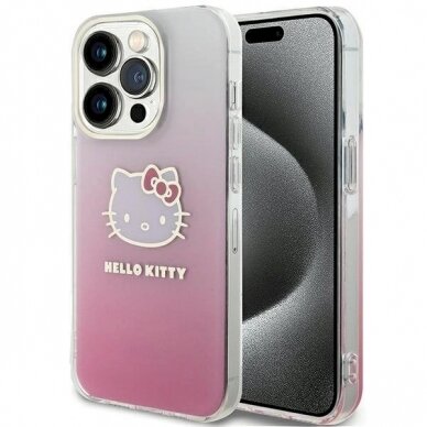 Dėklas Hello Kitty IML Gradient Electrop Kitty Head iPhone 14 Pro Max - rožinis