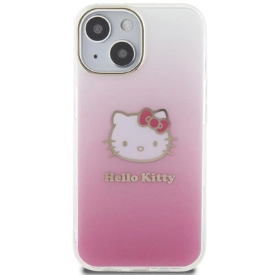 Dėklas Hello Kitty IML Gradient Electrop Kitty Head iPhone 15 - rožinis 2