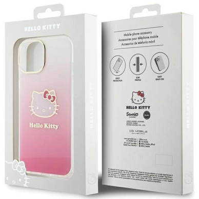 Dėklas Hello Kitty IML Gradient Electrop Kitty Head iPhone 15 - rožinis 7