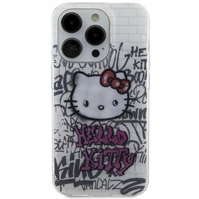 Dėklas Hello Kitty IML Kitty On Bricks Graffiti iPhone 14 Pro Max - Baltas 2