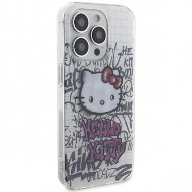 Dėklas Hello Kitty IML Kitty On Bricks Graffiti iPhone 14 Pro Max - Baltas 3