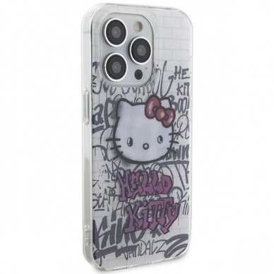 Dėklas Hello Kitty IML Kitty On Bricks Graffiti iPhone 15 Pro - Baltas 3