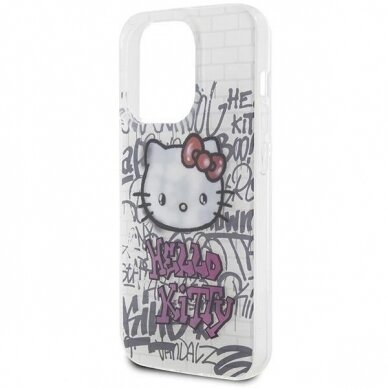 Dėklas Hello Kitty IML Kitty On Bricks Graffiti iPhone 15 Pro - Baltas 5