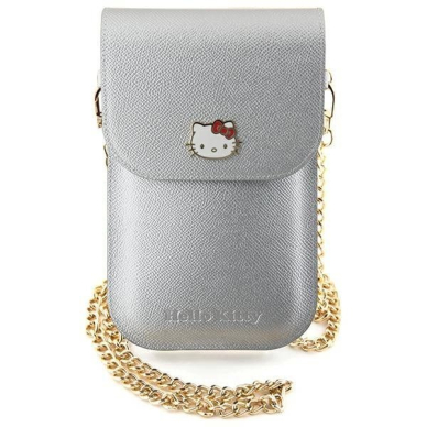 Dėklas Hello Kitty Leather Metal Logo Chain bag - Sidabrinis