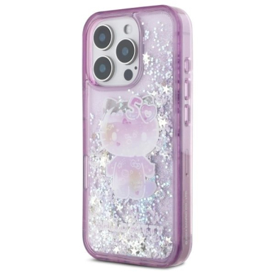 Dėklas Hello Kitty Liquid Glitter 50TH Anniversary Party iPhone 16 Pro  - Violetinis 1