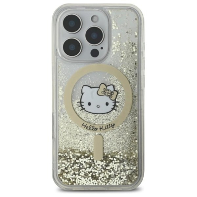 Dėklas Hello Kitty Liquid Glitter Fever MagSafe  iPhone 16 Pro Max - Gold 2