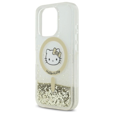 Dėklas Hello Kitty Liquid Glitter Fever MagSafe  iPhone 16 Pro Max - Gold 5