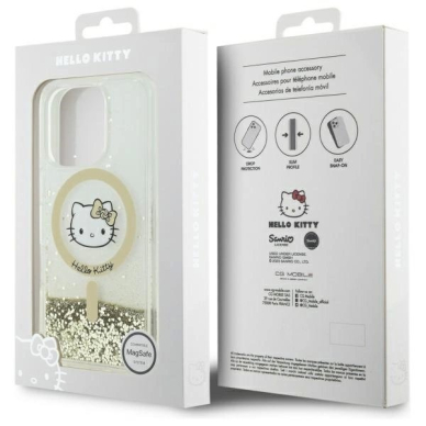 Dėklas Hello Kitty Liquid Glitter Fever MagSafe  iPhone 16 Pro Max - Gold 7