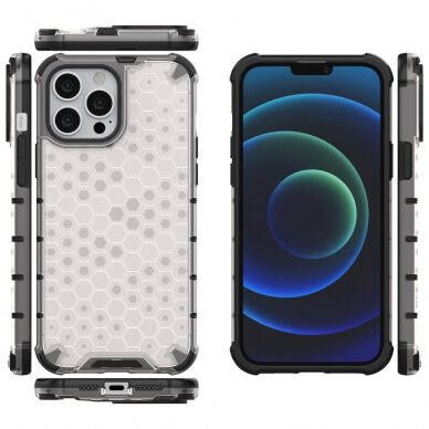 Dėklas Honeycomb Case armor cover with TPU Bumper iPhone 13 Pro Max Permatomas 1