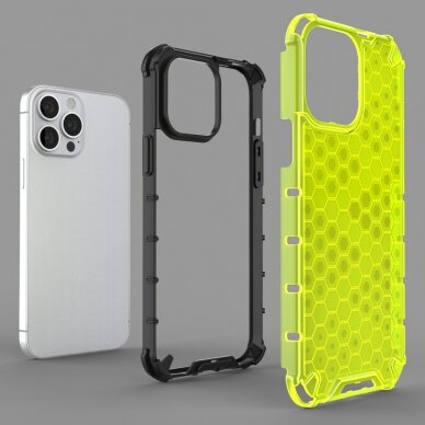 Dėklas Honeycomb Case armor cover with TPU Bumper iPhone 13 Pro Max Permatomas 5