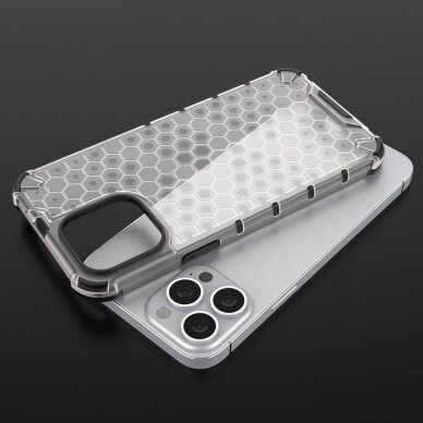 Dėklas Honeycomb Case armor cover with TPU Bumper iPhone 13 Pro Max Permatomas 8