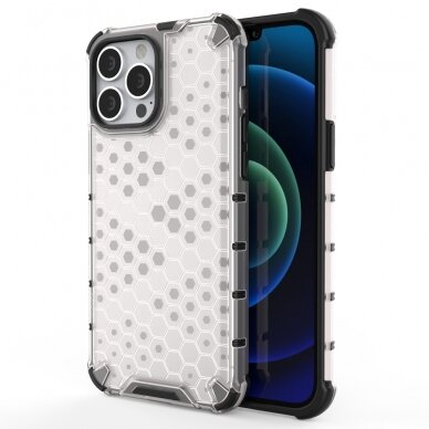 Dėklas Honeycomb Case armor cover with TPU Bumper iPhone 13 Pro Max Permatomas