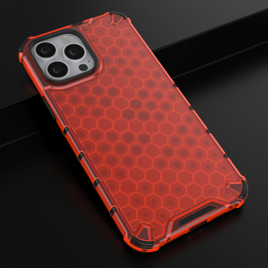 Dėklas Honeycomb Case armor cover with TPU Bumper iPhone 13 Pro Max Raudonas 13