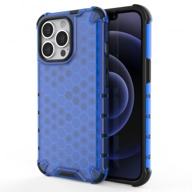 Dėklas Honeycomb Case armor cover with TPU Bumper iPhone 13 Pro Mėlynas