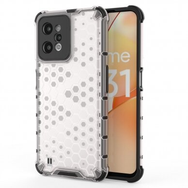 Dėklas Honeycomb case armored Realme C31 Permatomas