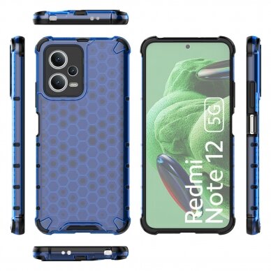 Akcija! Dėklas Honeycomb Xiaomi Redmi Note 12 5G / Poco X5 5G armored hybrid case Mėlynas 1