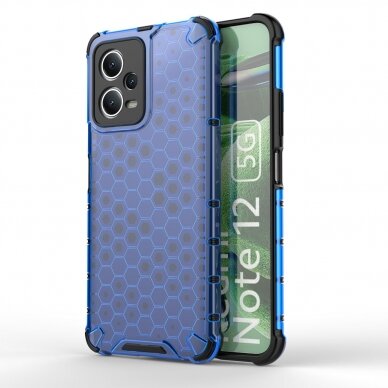 Akcija! Dėklas Honeycomb Xiaomi Redmi Note 12 5G / Poco X5 5G armored hybrid case Mėlynas