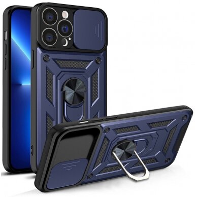 Dėklas Hybrid Armor Camshield iPhone 13 Pro Max Mėlynas