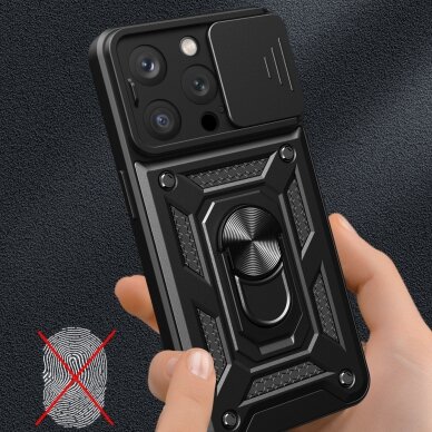 Dėklas Hybrid Armor Camshield iPhone 15 Pro - Juodas 3