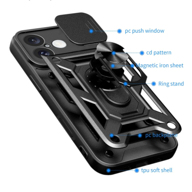 Dėklas Hybrid Armor Camshield iPhone 16  - Juodas 7