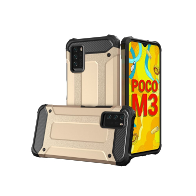 Dėklas Hybrid Armor Case Tough Rugged Cover Xiaomi Redmi Note 10 5G / Poco M3 Pro Auksinis