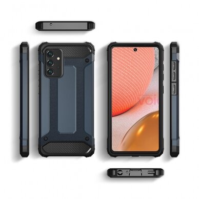 Samsung Galaxy A72 Dėklas Hybrid Armor Case Tough Rugged 4G Tamsiai mėlynas 3