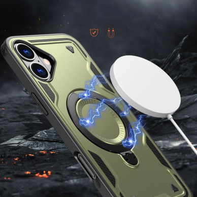 Dėklas Hybrid Armor MagSafe iPhone 16 Plus - Žalias 3