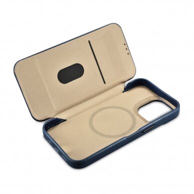 Dėklas iCarer CE Oil Wax Premium Leather Folio Case iPhone 14 Pro (MagSafe) Mėlynas (AKI14220706-BU) 15