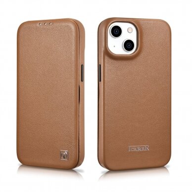 Dėklas iCarer CE Premium Leather Folio Case iPhone 14 (MagSafe) Rudas (WMI14220713-BN) 27