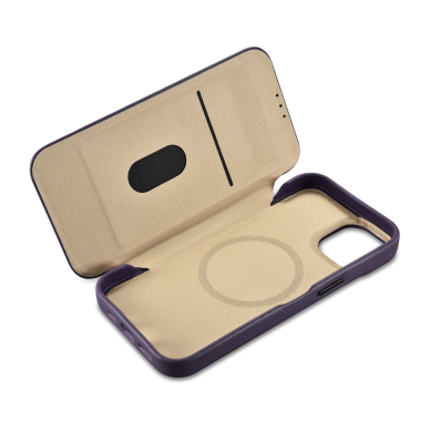 Dėklas iCarer CE Premium Leather Folio Case iPhone 14 (MagSafe) Violetinis (WMI14220713-DP) 15