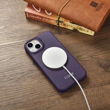 Dėklas iCarer CE Premium Leather Folio Case iPhone 14 (MagSafe) Violetinis (WMI14220713-DP) 21