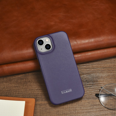 Dėklas iCarer CE Premium Leather Folio Case iPhone 14 (MagSafe) Violetinis (WMI14220713-DP) 22