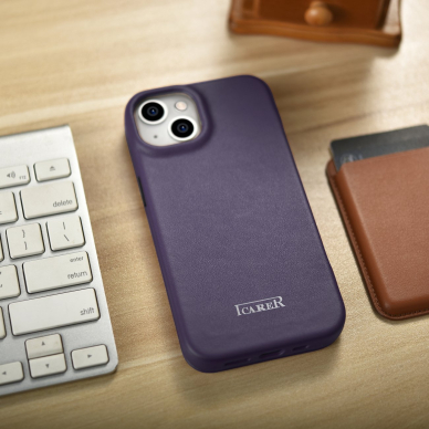 Dėklas iCarer CE Premium Leather Folio Case iPhone 14 (MagSafe) Violetinis (WMI14220713-DP) 24