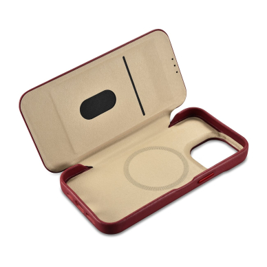 Dėklas iCarer CE Premium Leather Folio Case iPhone 14 Pro (MagSafe) Raudonas (WMI14220714-RD) 16