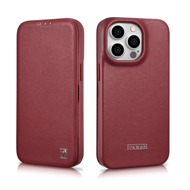 Dėklas iCarer CE Premium Leather Folio Case iPhone 14 Pro (MagSafe) Raudonas (WMI14220714-RD) 27