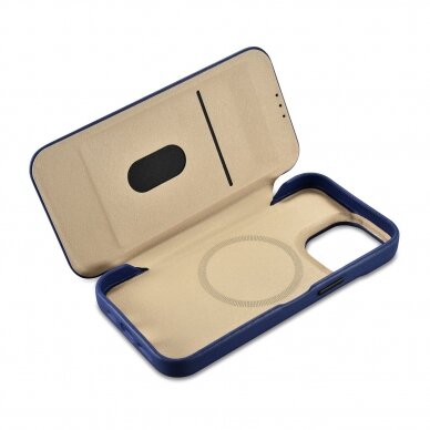 Dėklas iCarer CE Premium Leather Folio Case iPhone 14 Pro Max (MagSafe) Mėlynas (WMI14220716-BU) 15