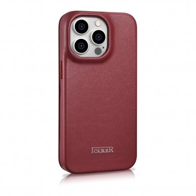 Dėklas iCarer CE Premium Leather Folio Case iPhone 14 Pro Max (MagSafe) Raudonas (WMI14220716-RD) 3