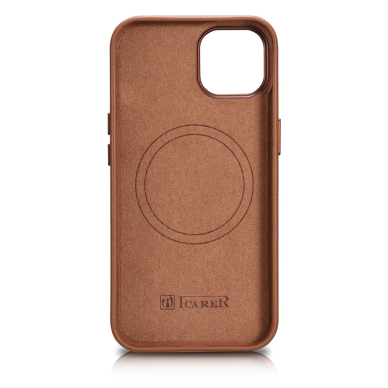 Dėklas iCarer Leather Case for iPhone 14 Plus Rudas (MagSafe Compatible) 2