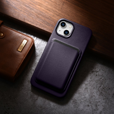 Dėklas iCarer Leather Case for iPhone 14 Plus Tamsiai violetinis (MagSafe Compatible) 17