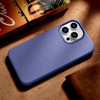 Dėklas iCarer Leather Case for iPhone 14 Pro Max Šviesiai violetinis (WMI14220708-LP) (MagSafe Compatible) 15