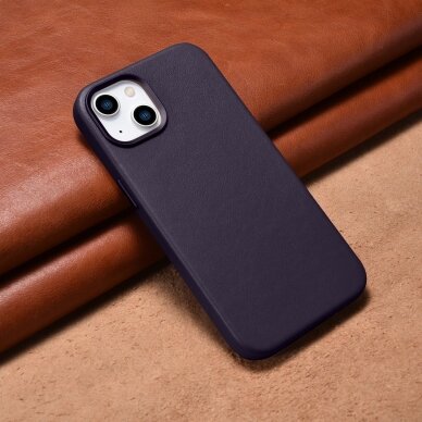 Dėklas iCarer Leather Case for iPhone 14 Tamsiai violetinis (WMI14220705-DP) (MagSafe Compatible) 12