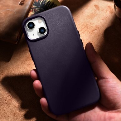 Dėklas iCarer Leather Case for iPhone 14 Tamsiai violetinis (WMI14220705-DP) (MagSafe Compatible) 16