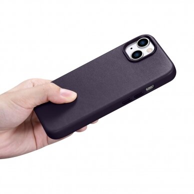 Dėklas iCarer Leather Case for iPhone 14 Tamsiai violetinis (WMI14220705-DP) (MagSafe Compatible) 20