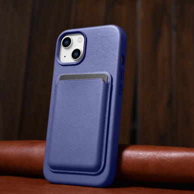 Dėklas iCarer Leather Cover for iPhone 14 Plus Šviesiai violetinis (MagSafe Compatible) 14