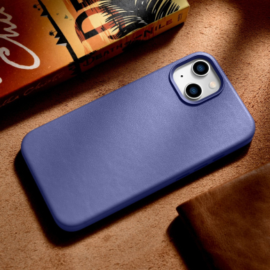 Dėklas iCarer Leather Cover for iPhone 14 Plus Šviesiai violetinis (MagSafe Compatible) 15