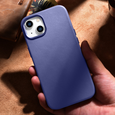 Dėklas iCarer Leather Cover for iPhone 14 Plus Šviesiai violetinis (MagSafe Compatible) 16