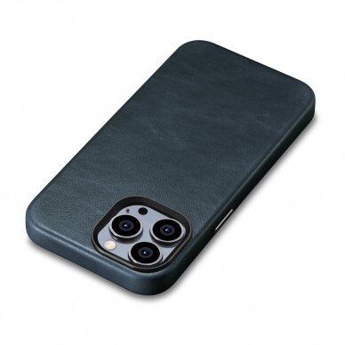 Dėklas iCarer Oil Wax Premium Leather Case iPhone 14 Pro Max (MagSafe) Tamsiai mėlynas (WMI14220704-BU) 9