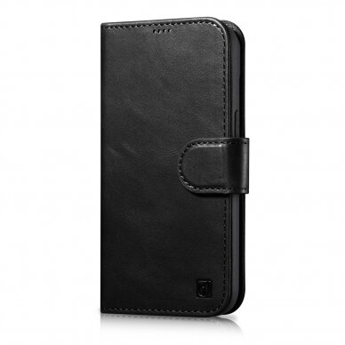 Dėklas iCarer Oil Wax Wallet Case 2in1 Case iPhone 14 Juodas (WMI14220721-BK)