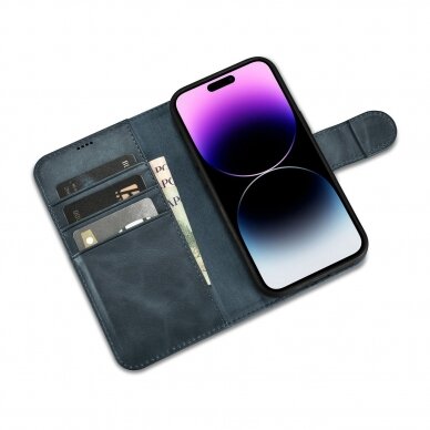 Dėklas iCarer Oil Wax Wallet Case 2in1 Cover iPhone 14 Pro Max Mėlynas (WMI14220724-BU) 7