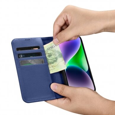 Dėklas iCarer Wallet Case 2in1 Case iPhone 14 Mėlynas (WMI14220725-BU) 12